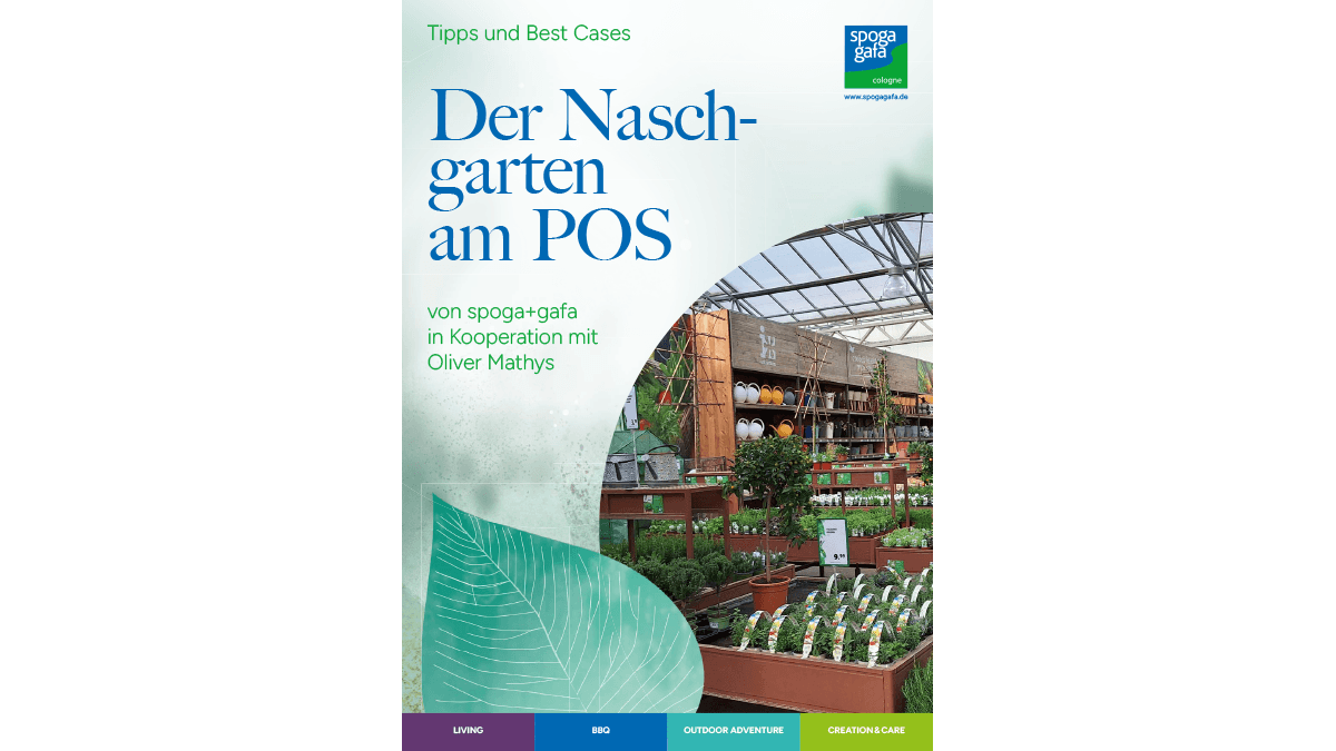 Ein ansprechendes Cover für das Whitepaper "Der Naschgarten am POS", das die bedeutende Rolle von Naschgärten im Handel hervorhebt und wertvolle Tipps sowie die Zusammenarbeit mit Oliver Mathys zur erfolgreichen Umsetzung essbarer Pflanzen am Verkaufsort präsentiert.