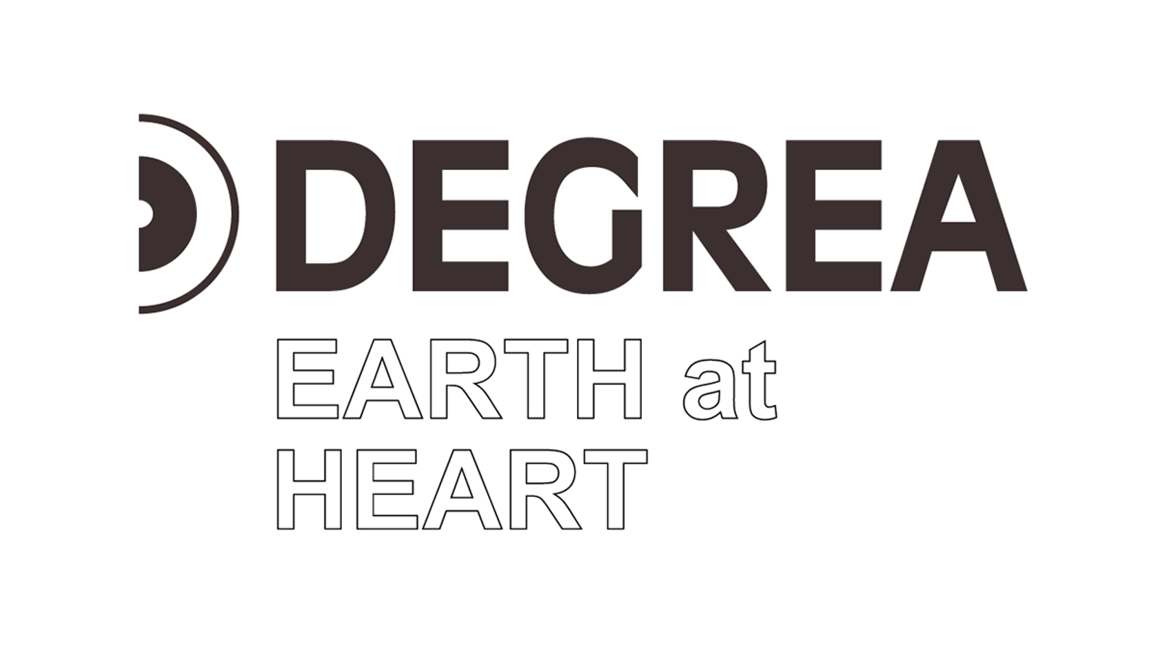 Logo featuring the word "DEGREA" above the phrase "EARTH at HEART," with a circular graphic element adjacent to the text.
