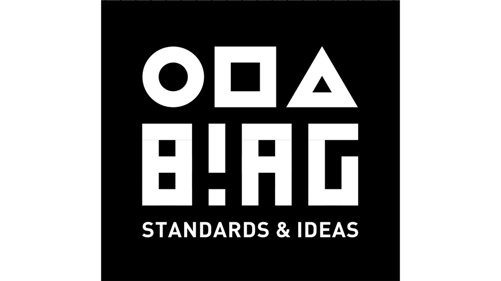 A black background features the text "OBA" in bold, geometric letters, with the words "STANDARDS & IDEAS" below.